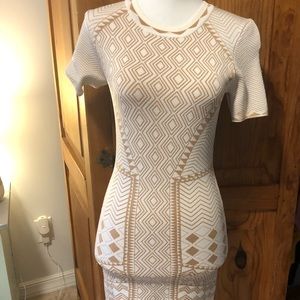 white and gold midi dress